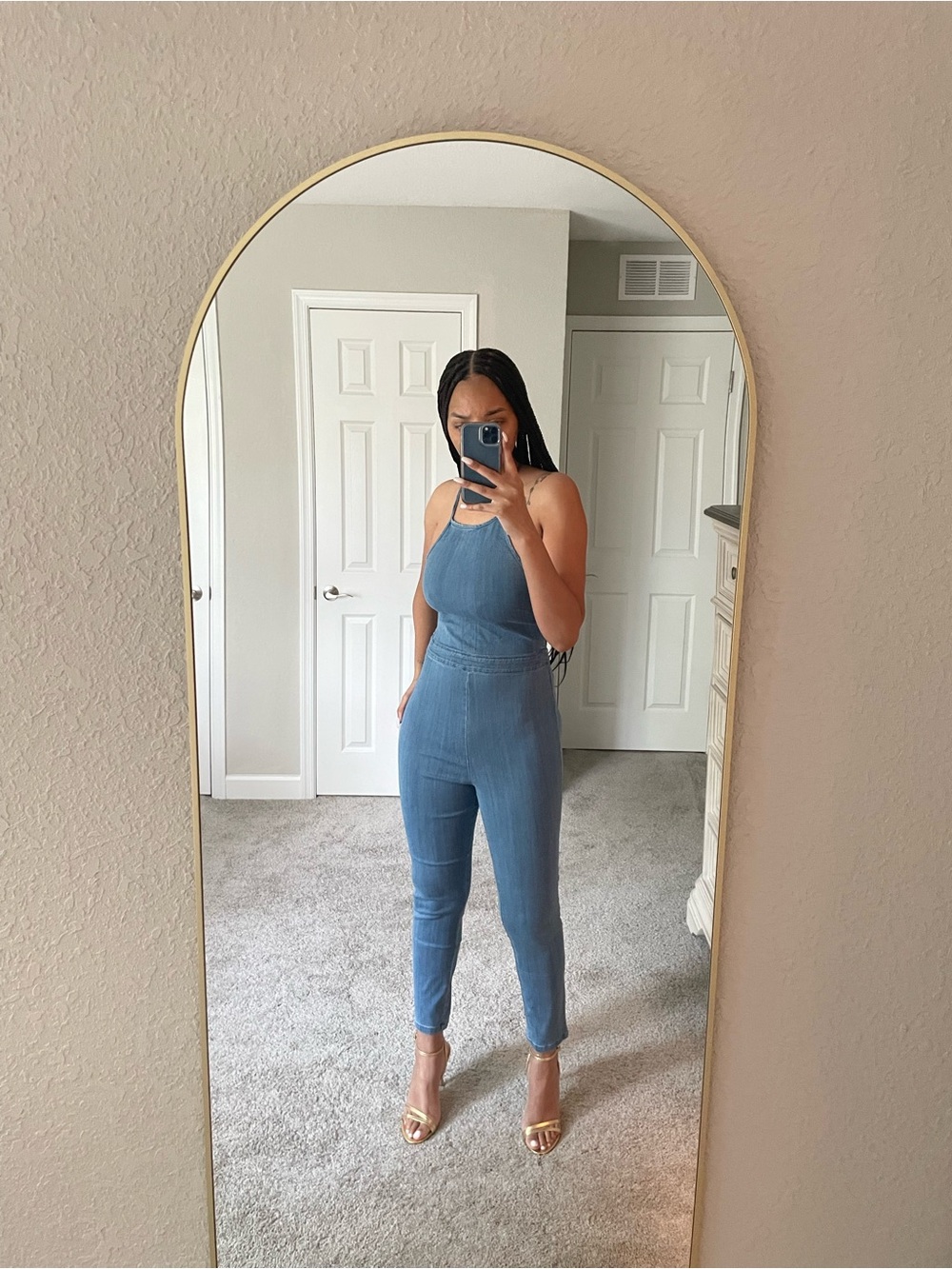 Sleeveless Blue denim Jumpsuit